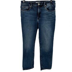 Good American Good Legs Straight Jeans High Waisted Stretch Denim Blue 524 6/28